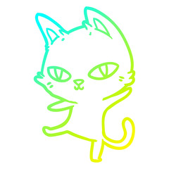 cold gradient line drawing cartoon cat staring