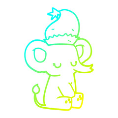 cold gradient line drawing cute christmas elephant