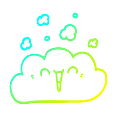 cold gradient line drawing cartoon happy cloud