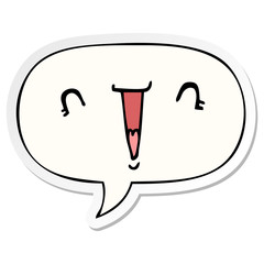 cute cartoon face and speech bubble sticker