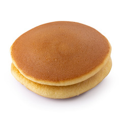 Dorayaki is japanese pancakes isolated on white background.