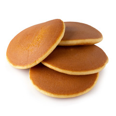 Homemade pancakes isolated on a white background.
