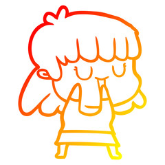 warm gradient line drawing cartoon woman laughing