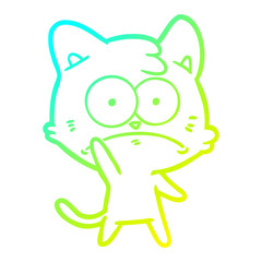 cold gradient line drawing cartoon nervous cat