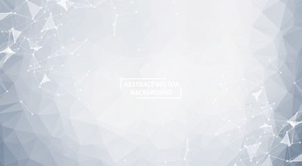 Abstract Polygonal Space Dark Background with Gray Connecting Dots and Lines , Futuristic Design.