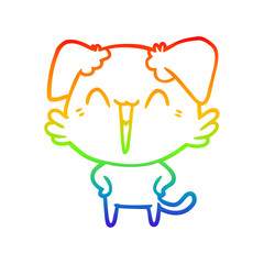 Obraz premium rainbow gradient line drawing happy little dog cartoon