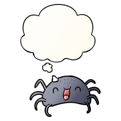 cartoon spider and thought bubble in smooth gradient style