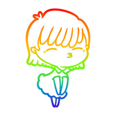 rainbow gradient line drawing cartoon woman