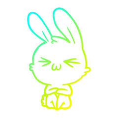 cold gradient line drawing cute cartoon rabbit