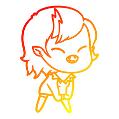 warm gradient line drawing cartoon laughing vampire girl