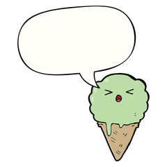 cartoon ice cream and speech bubble