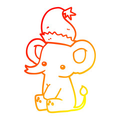 warm gradient line drawing cute christmas elephant