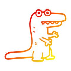warm gradient line drawing cartoon crocodile