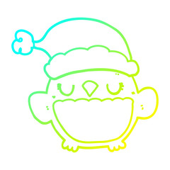 cold gradient line drawing cute christmas owl