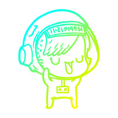 cold gradient line drawing cartoon astronaut woman