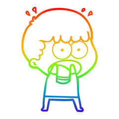 rainbow gradient line drawing cartoon shocked man