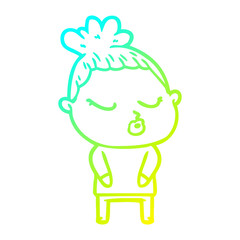 cold gradient line drawing cartoon calm woman