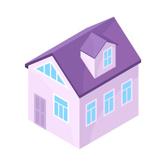 Purple model of a modern house. Vector illustration on white background.