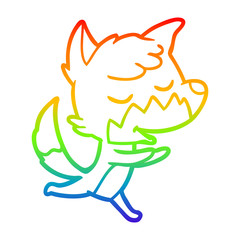 rainbow gradient line drawing friendly cartoon fox running
