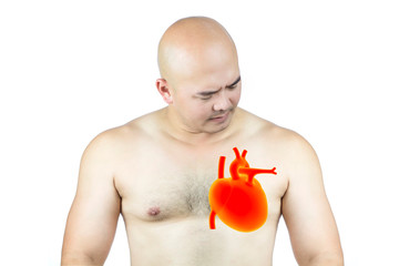  Asian men feel painful heart have abnormalities of the heart  , concept heart disease