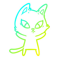 cold gradient line drawing confused cartoon cat