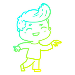 cold gradient line drawing cartoon man laughing