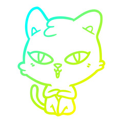 cold gradient line drawing cartoon cat