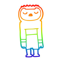 rainbow gradient line drawing cartoon robot