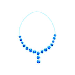 Necklace of light blue and blue stones. Vector illustration on white background.