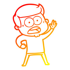warm gradient line drawing cartoon shocked man