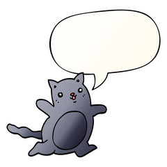 cartoon cat and speech bubble in smooth gradient style