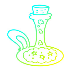 cold gradient line drawing cartoon magic potion