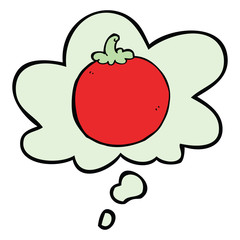 cartoon tomato and thought bubble