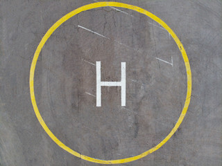 Drone photographed the helipad from the air. Helicopter helipad