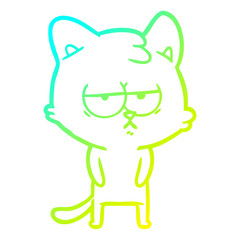 cold gradient line drawing bored cartoon cat