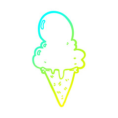 cold gradient line drawing cartoon ice cream