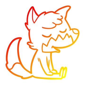 recommend clip art: warm gradient line drawing friendly cartoon sitting fox