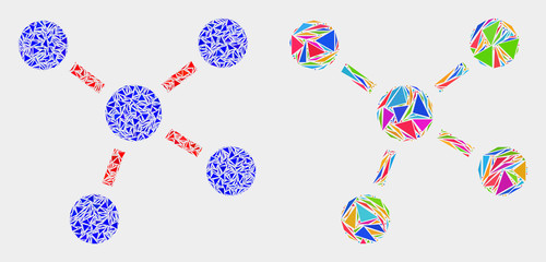 Connections collage icon of triangle elements which have variable sizes and shapes and colors. Geometric abstract vector design concept of connections.