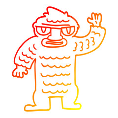 warm gradient line drawing cartoon big yeti