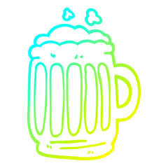 cold gradient line drawing cartoon tankard of beer