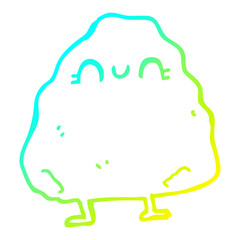 cold gradient line drawing cartoon rock