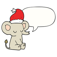 cute christmas elephant and speech bubble
