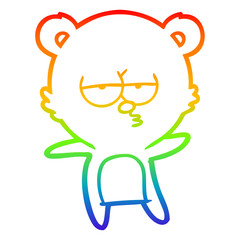 rainbow gradient line drawing bored bear cartoon