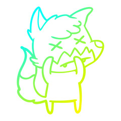 cold gradient line drawing cartoon dead fox