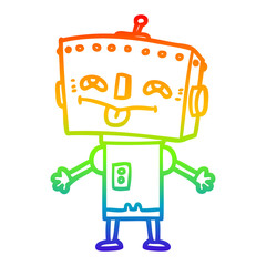 rainbow gradient line drawing cartoon robot