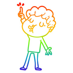 rainbow gradient line drawing cartoon man singing