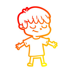 warm gradient line drawing cartoon happy boy