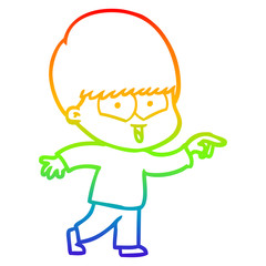 rainbow gradient line drawing cartoon happy boy