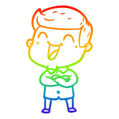 rainbow gradient line drawing cartoon man laughing