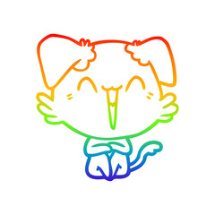 Fototapeta premium rainbow gradient line drawing happy little dog cartoon